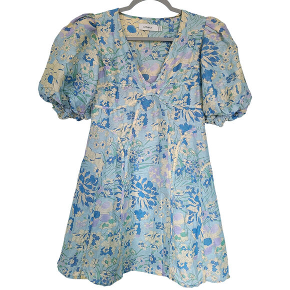Anthropologie Lovaan Adeline Floral Linen Silk Blend Mini Dress Size US 6 - Picture 3 of 9